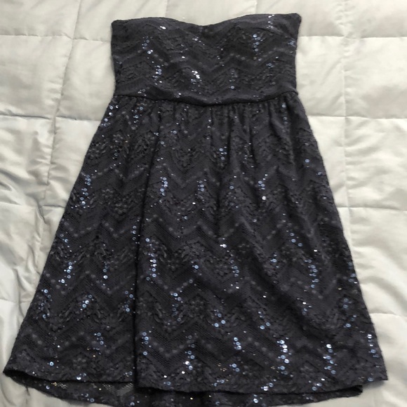 Size L strapless navy sparkle dress - Picture 1 of 8
